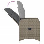 vidaXL Chaise inclinable de jardin avec coussins gris résine tressée