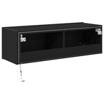 Meuble TV vidaXL avec éclairage LED Chêne noir 100x35x31 cm