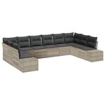 vidaXL Ensemble de canapé de jardin 10 Pièces Gris clair Poly rotin