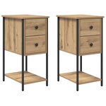 vidaXL Cabinet de chevet 2 Pièces chêne artisanal 32 x 42 x 70 cm