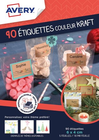 90 étiquettes couleur kraft