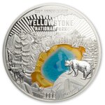 YELLOWSTONE 150th Anniversary Argent Coin 5 Dollars Barbados 2022