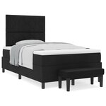 vidaXL Lit à ressorts avec matelas et banc noir 120x190 cm tissu