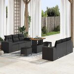 vidaXL Ensemble de canapé de jardin 9 Pièces Noir Poly rotin