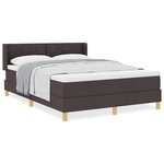 vidaXL Lit à ressorts Marron foncé et Blanc 160 x 200 cm tissu