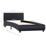 vidaXL Cadre de lit avec LED Noir Similicuir 90x200 cm