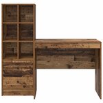 vidaXL Bureau avec tiroir avec étagère avec stockage 2 Pièces Bois ancien