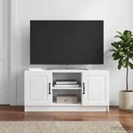vidaXL Meuble TV Blanc brillant 102 x 34 5 x 47 cm Bois d'ingénierie