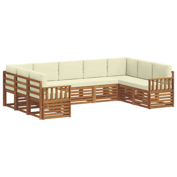 vidaXL Ensemble de canapés d'extérieur 9 pc Naturel et Crème