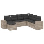 vidaXL Salon de jardin avec coussins 7 Pièces gris clair résine tressée