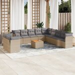 vidaXL Salon de jardin avec coussins 12 Pièces beige résine tressée