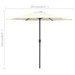 vidaXL Parasol de jardin et mât en aluminium 270x246 cm Blanc sable