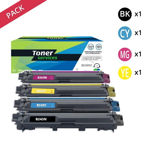 Pack de 4 toners compatibles Brother TN 243 Noir et couleurs