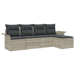 vidaXL Ensemble de canapé de jardin 5 Pièces Gris clair Poly rotin