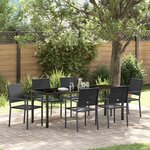 vidaXL Ensemble de salle à manger pour jardin 7 Pièces Noir Poly rotin
