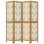 vidaXL Cloison de séparation 4 panneaux marron bois paulownia massif