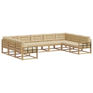 vidaXL Ensemble de canapés d'extérieur 9 pc Blanc et Beige