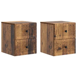 vidaXL Cabinet de chevet mural 2 Pièces Bois ancien 33 x 34 5 x 40 cm