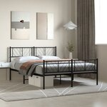 vidaXL Cadre de lit métal avec tête de lit/pied de lit noir 150x200 cm