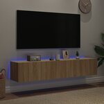 vidaXL Meubles TV muraux lumières LED 2 Pièces chêne sonoma 80x35x31 cm