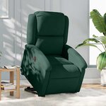 vidaXL Fauteuil inclinable électrique vert foncé velours