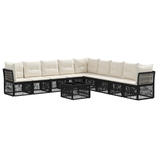 vidaXL Ensemble de canapé de jardin 10 Pièces Noir polyrotin