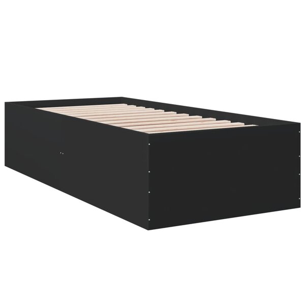 vidaXL Cadre de lit noir 100x200 cm bois d'ingénierie