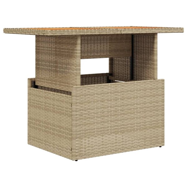 vidaXL Table de jardin beige 100x55x73cm résine tressée et bois acacia