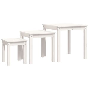 vidaXL Tables gigognes 3 Pièces Blanc Bois de pin massif