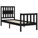 vidaXL Cadre de lit avec tête de lit noir petit simple bois massif