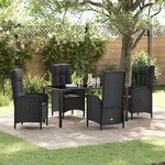 vidaXL Ensemble de salle à manger pour jardin 5 Pièces Noir Poly rotin