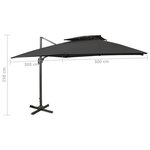 Vidaxl parasol déporté à double toit 300x300 cm noir