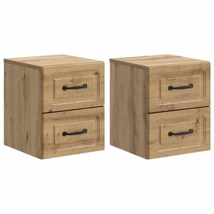 vidaXL Cabinet de chevet mural 2 pc Chêne artisanal 34 5 x 33 x 40 cm