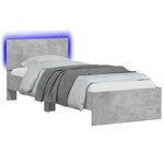 vidaXL Cadre de lit avec bandes LED Gris béton Bois d'ingénierie