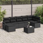 vidaXL Ensemble de canapé de jardin 8 Pièces Noir Poly rotin