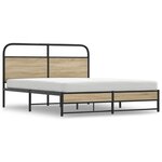 vidaXL Cadre de lit sans matelas 150x200 cm chêne fumé bois ingénierie