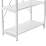 Bureau avec étagères poste de travail table de bureau panneau de fibre de bois mélaminé et métal 122 x 120 x 64 cm blanc 03_0001139