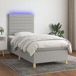 vidaXL Sommier à lattes de lit et matelas et LED Gris clair 90x190 cm
