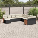 vidaXL Salon de jardin 11 Pièces avec coussins noir résine tressée