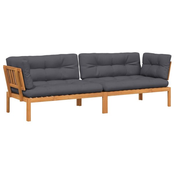 vidaXL Canapés d'angle palette de jardin et coussins 2 Pièces bois acacia
