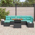 vidaXL Ensemble de canapé de jardin 8 Pièces Noir polyrotin