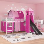 vidaXL Lit mezzanine pour enfants Blanc et rose 90 x 200 cm Métал