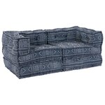 Pouf convertible modulable 2 places en tissu indigo vidaXL