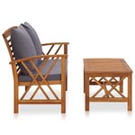 vidaXL Salon de jardin 2 Pièces avec coussins bois d'acacia solide