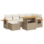 vidaXL Salon de jardin avec coussins 7 Pièces beige résine tressée acacia