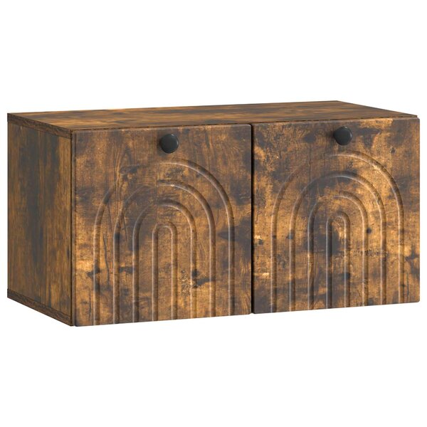 vidaXL Meuble TV mural Chêne fumé 59 5 x 31 x 30 cm Bois d'ingénierie