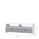 PILVI Meuble TV - Contemporain - Blanc et gris mat - L 95 cm