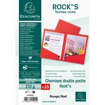 Paquet De 25 Chemises Double Poche Rock''s 210 - Double A4 Ou A3 - 24x32cm - Rouge - X 10 - Exacompta
