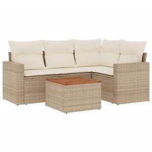 vidaXL Salon de jardin avec coussins 5 Pièces beige résine tressée