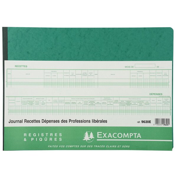 Journal de recettes et dépenses des professions libérales, 80 pages, 27 x 38 cm